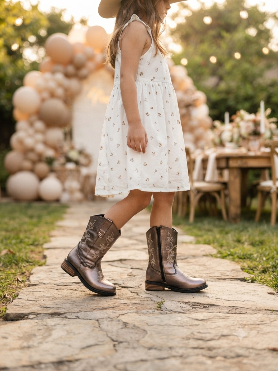 Bota Vaquera Casual Para Niña Mod 700 Sintetica (15.0 -17.5)